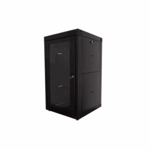 Rack-padrão-19'-16Ux570-Preto-parede-visor-de-acrílico