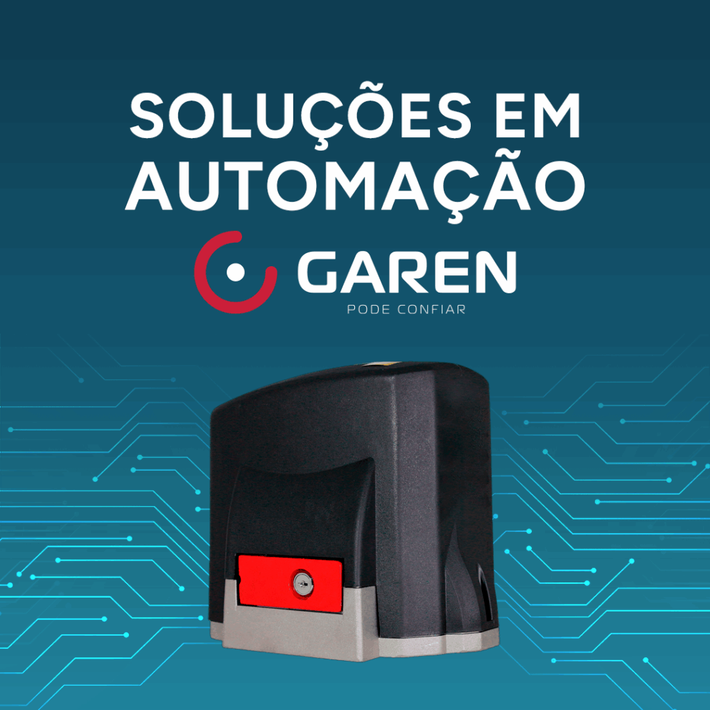 Soluções em automação Garen com motores e controles para portões automáticos residenciais e comerciais.